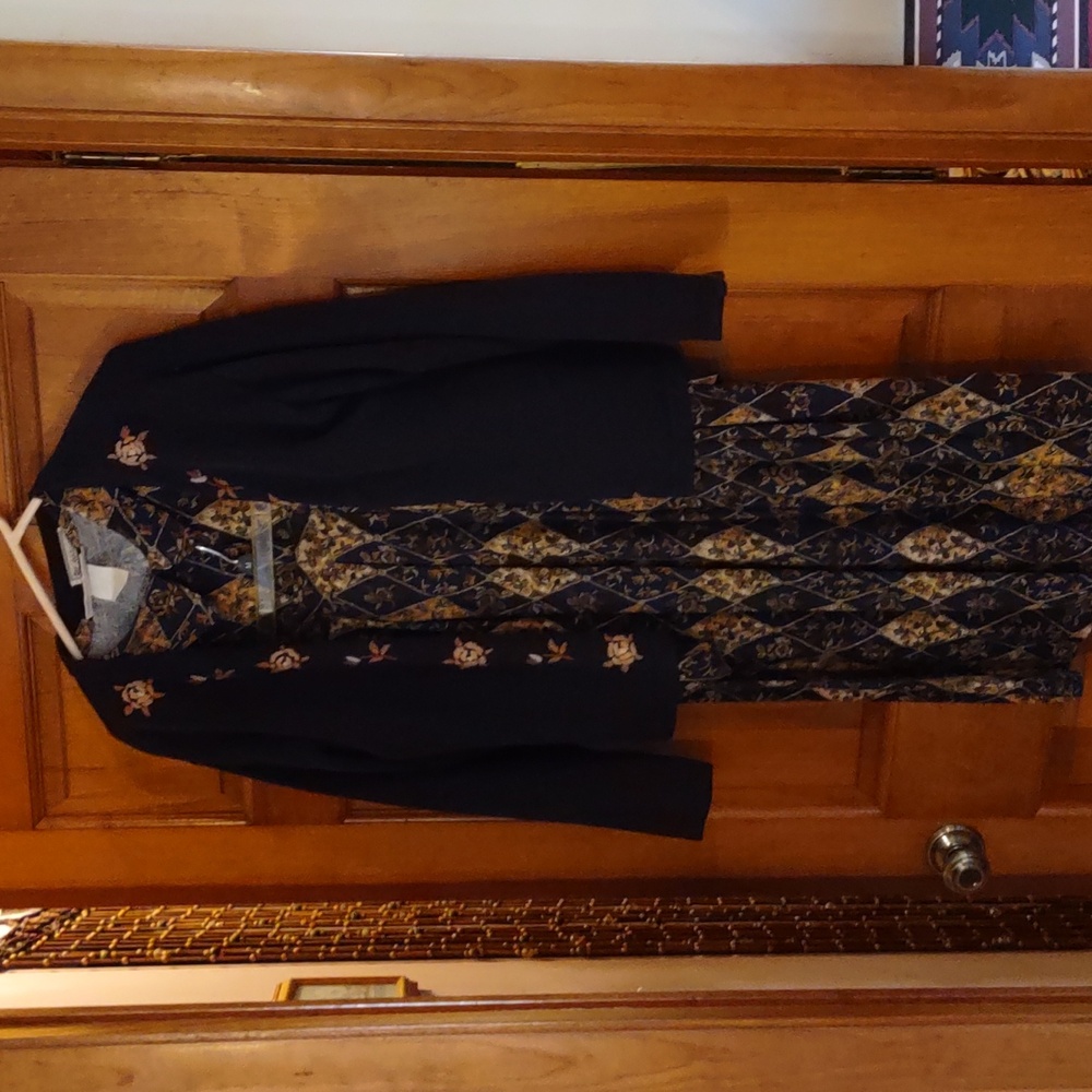 3 Piece Ashley By 26 International and Gold And Blue Skirt, Blouse, And Sweater